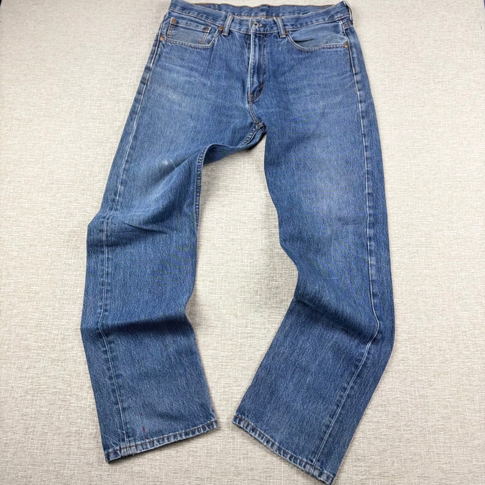 Levis 505 Mens 36x34 Light Distress Jeans Thigh Fade ** Vintage Style ** Denim